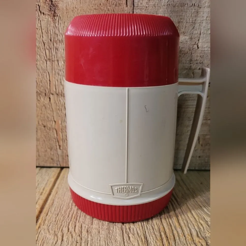 Vintage THERMOS Brand RED 10 Oz. Wide Mouth w/Handle King-Seeley Made in USA
